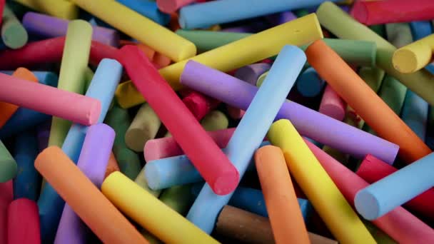 Moving Pile Colorful Chalks — Stock Video