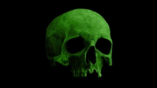 Green Skull Rotating Loop — Stock Video