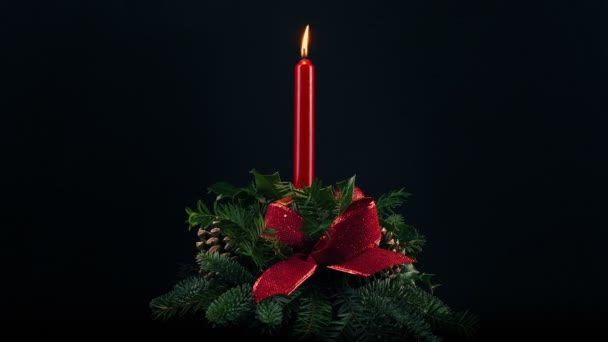 Christmas Wreath Candle Rotating — Stock Video