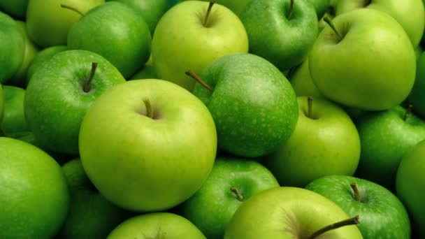 Manzanas Verdes Pila Primer Plano — Vídeo de stock