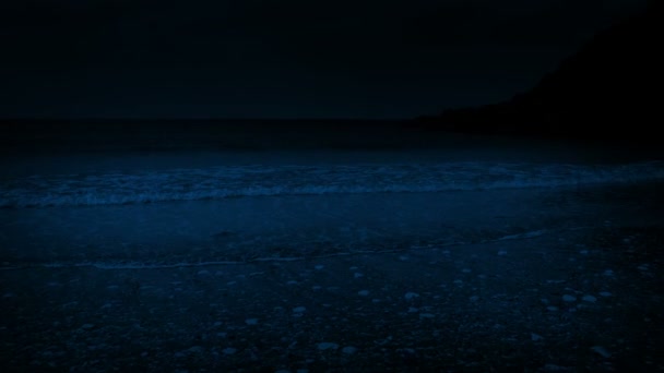 夜のビーチの海岸に沿って移動 — ストック動画