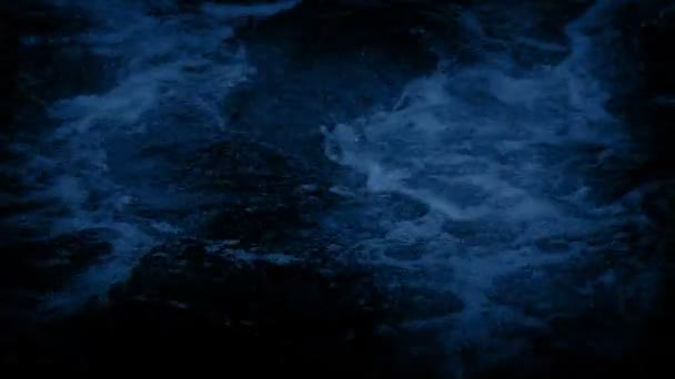 Oscuro Río Agua Espuma Noche — Vídeo de stock
