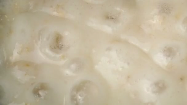 Mingau Cereal Cozinhar Panela Closeup — Vídeo de Stock