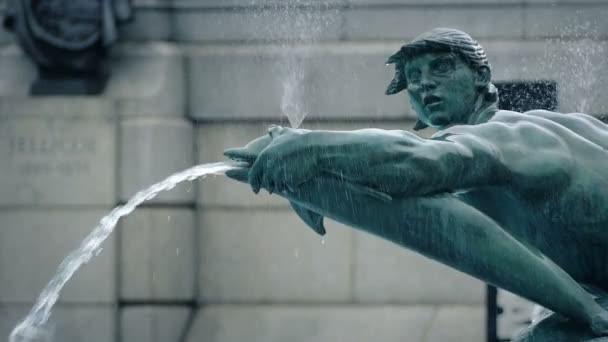 Fontaine Eau Statue Gros Plan — Video