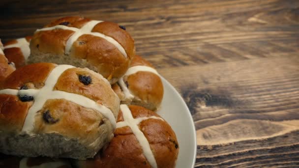 Passing Plate Hot Cross Buns Table — Stock Video