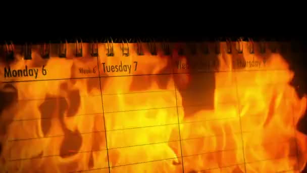 Calendrier Flammes Concept Perte Temps — Video