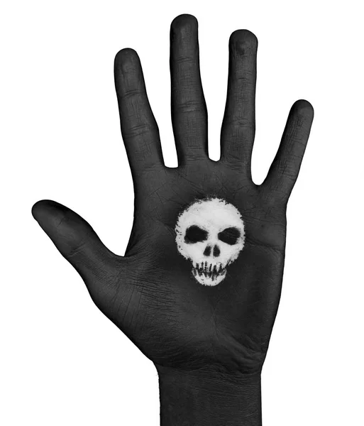 Skull Palm Painted Hand — Stock Photo, Image