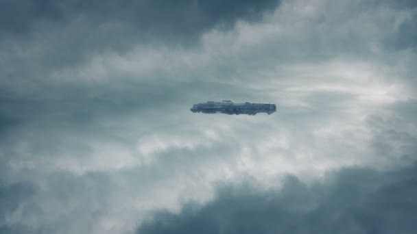 Space Craft Flying Clouds — Stock Video