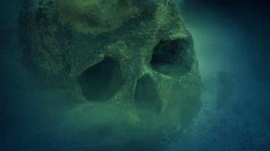 Kafatası yerde nükleer radyasyonla parlıyordu.