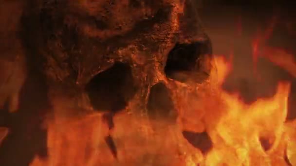 Fire Burning Skull Krig Fantasi Koncept — Stockvideo