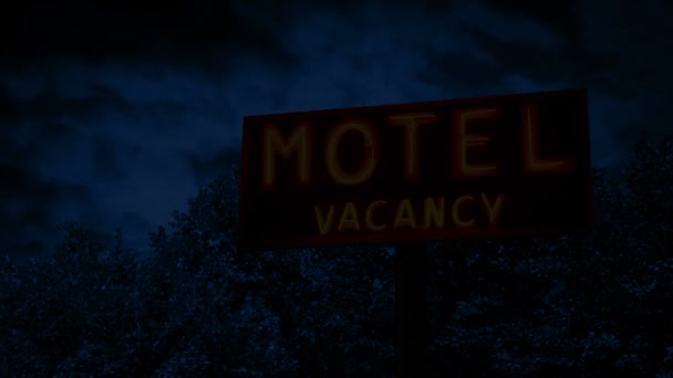 Motel Clásico Firma Por Árboles Noche — Vídeo de stock