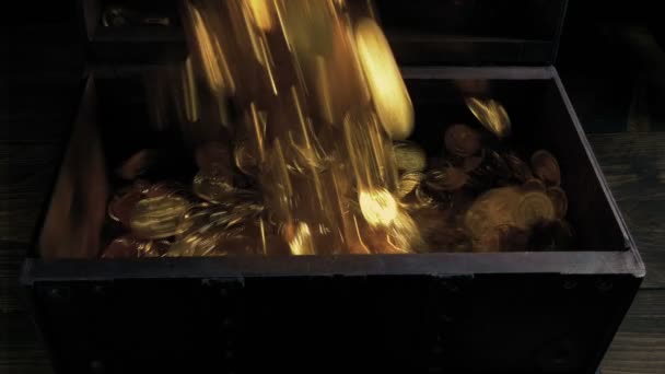Poklad Mince Jsou Použité Krabice — Stock video