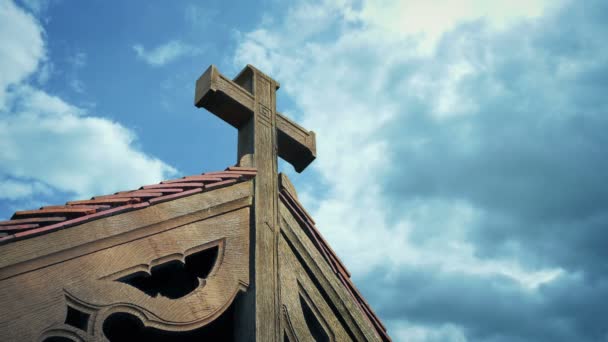 Detalle Del Edificio Iglesia Día Soleado — Vídeos de Stock