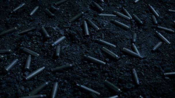 Bullets Cover Ground Dark — Stockvideo