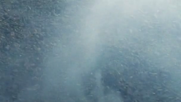 Fumée se précipitant sur le sol de la saleté 