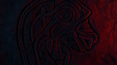 Viking Ejderhası Kafası Ateş Işığında Yanar