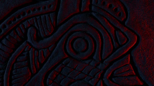 Detail Viking Carving Dragon Světle Ohně — Stock video