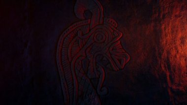 Ateş Işıkları Viking Gemi Direği Tozlu Mezara Oyma