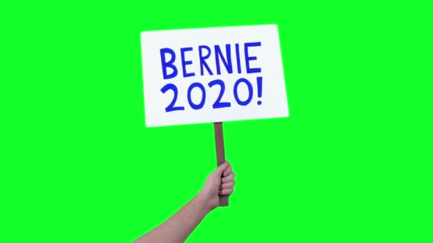 2020 Bernie Sanders Sinal Escondido Tela Verde Tiros — Vídeo de Stock