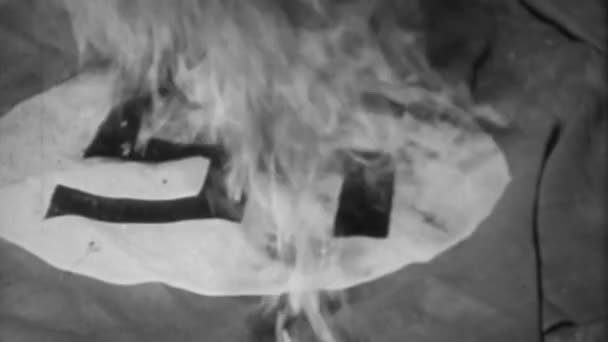 Ww2 Nazi Symbol Explodes Flag Burned — Stock Video