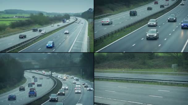 Splitscreen Cctv Ansicht Der Autobahn — Stockvideo