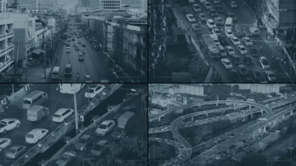 Rush Hour City Roads Video Feeds Cctv — Vídeo de stock