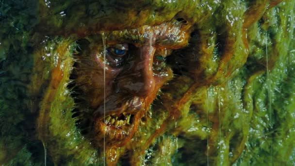 Alien Enlèvement Homme Dans Mur Vert Visqueux — Video