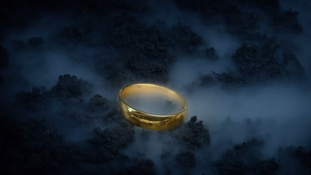 Brillante Anillo Oro Recoge Tierra — Vídeo de stock