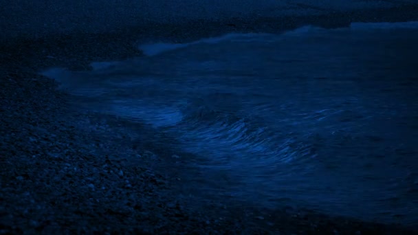 Onde Della Riva Del Mare Chiaro Luna — Video Stock