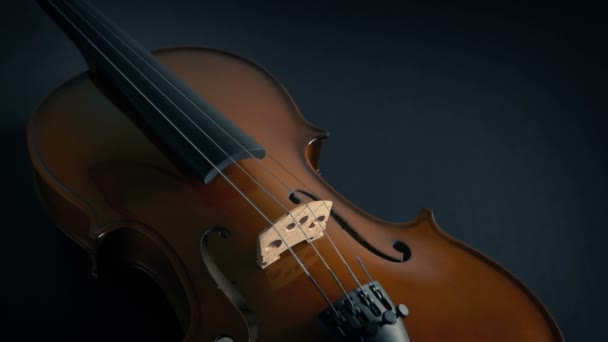 Lindo Violino Madeira Tiro Movimento — Vídeo de Stock