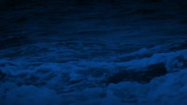 Ondas Oceano Noite Closeup — Vídeo de Stock