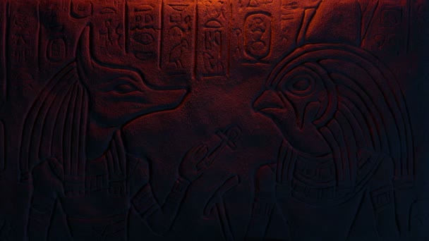 Egyptské Bohy Zeď Řezba Odhalena — Stock video