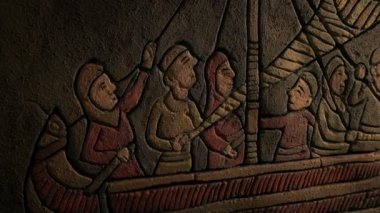 Uzun Teknedeki Vikingler Antik Duvar Oymacılığı