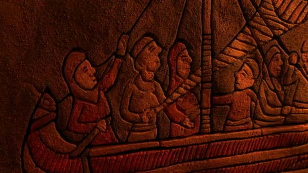 Fogo Pisca Obras Arte Navio Medieval Vela — Vídeo de Stock