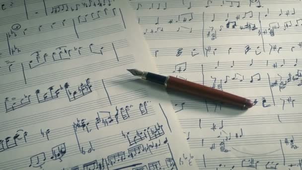 Pen Hand Written Sheet Music — 图库视频影像