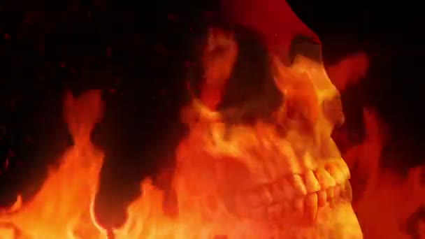 炎の中の頭蓋骨燃焼複合体 — ストック動画
