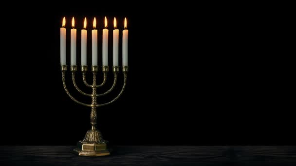 Joodse Menorah Kandelaar Tafel — Stockvideo