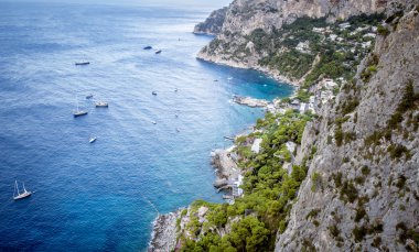 Aerial view on coast of Capri Island in Italy clipart