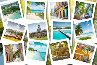 Cruise memories on polaroid photos - summer caribbean vacations clipart