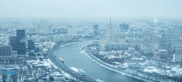 Luchtfoto panorama van de stad Moskou in de winter, Rusland — Stockfoto