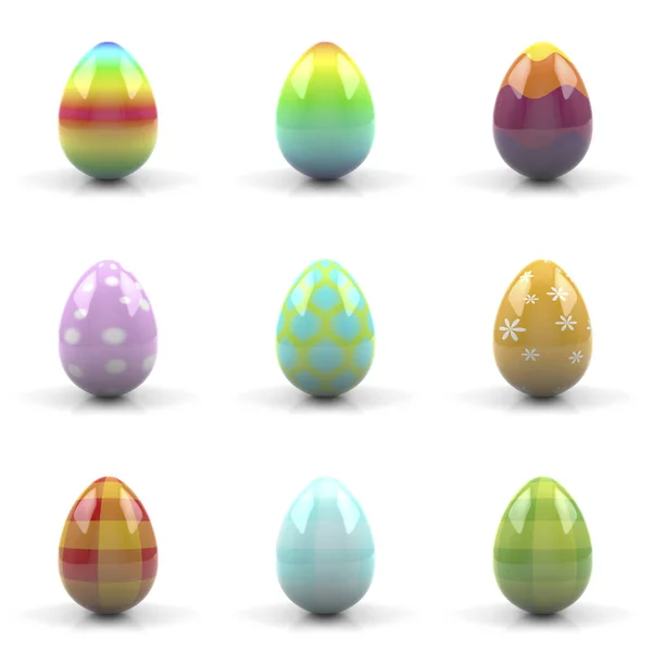 Collection of colorful Easter egg isolated on white background - — Stock Photo, Image