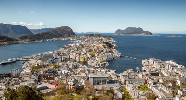 Aerial panorama of Alesund city — Stock Photo, Image