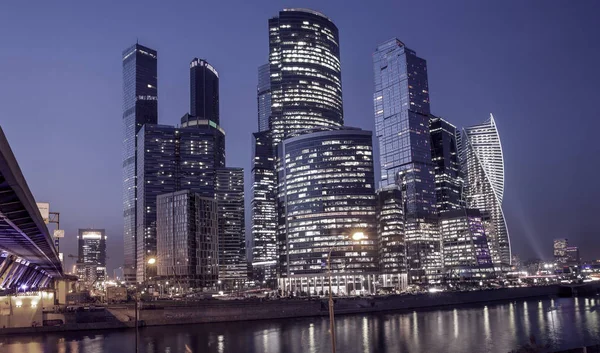 Moskou International Business centrum 's nachts, Rusland — Stockfoto