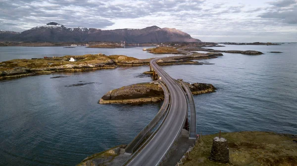 Antenowe panorama Droga Atlantycka w Norwegii — Zdjęcie stockowe