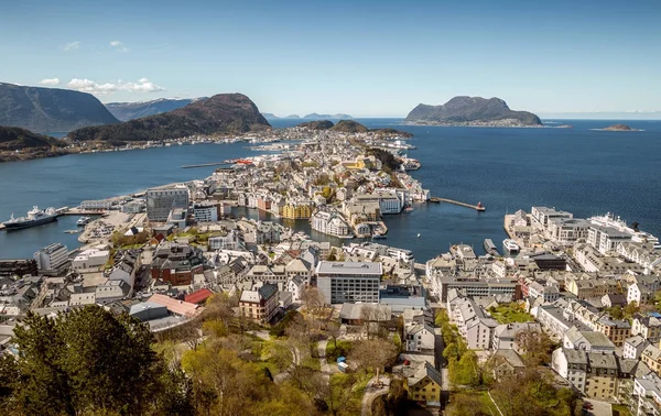 Aerial panorama of Alesund city — Stock Photo, Image