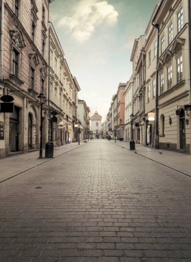 Florian street in historic city center of Krakow, Poland clipart