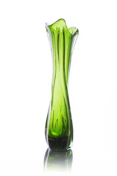 Green glass vase isolated on white backround — Stock Photo, Image