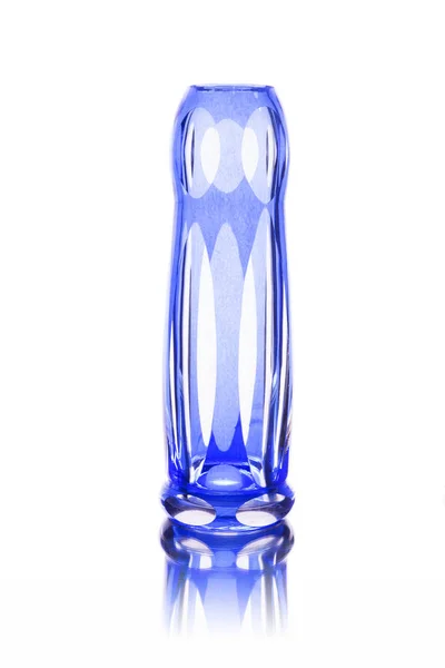 Blue glass vase isolated on white backround — Stock Photo, Image