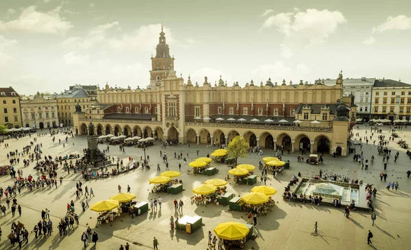 Main Market Square, Krakow, Polonya Panoraması — Stok fotoğraf