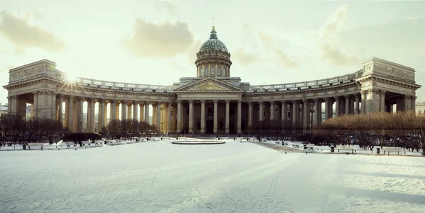 Panorama Kazaňská Katedrála Zimě Petersburg Rusko — Stock fotografie